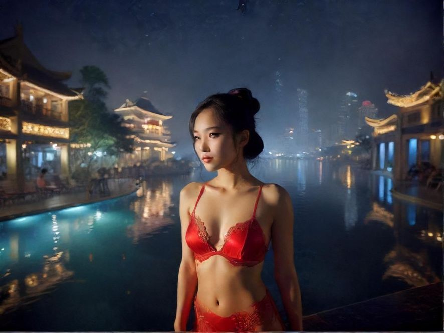 佛山夜色下的休闲会所夜景