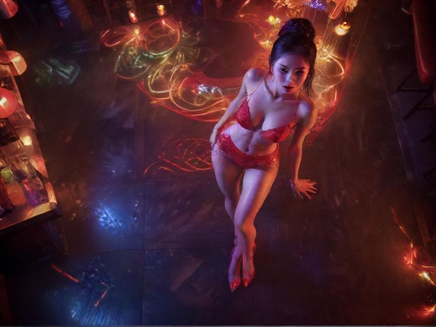 夜场娱乐场景炫彩灯光氛围图