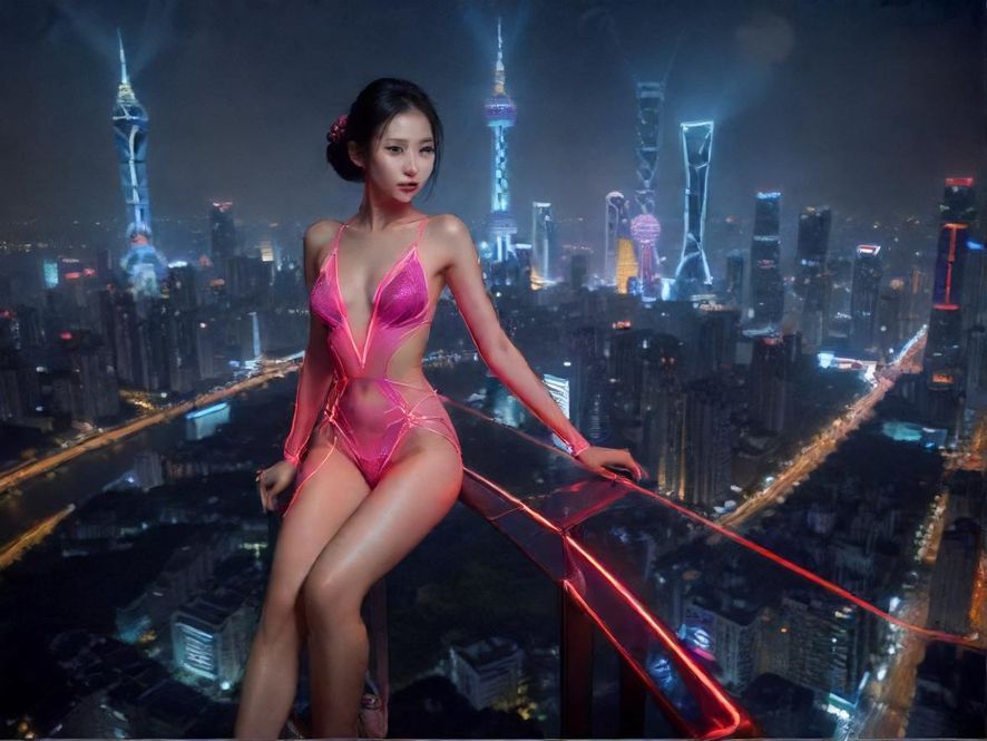 广州百花丛夜场城市夜景