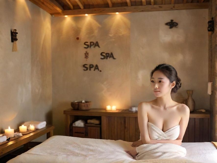 一位专业的SPA理疗师正在进行局部按摩,光线柔和,背景是私密的理疗室,展现专业的服务