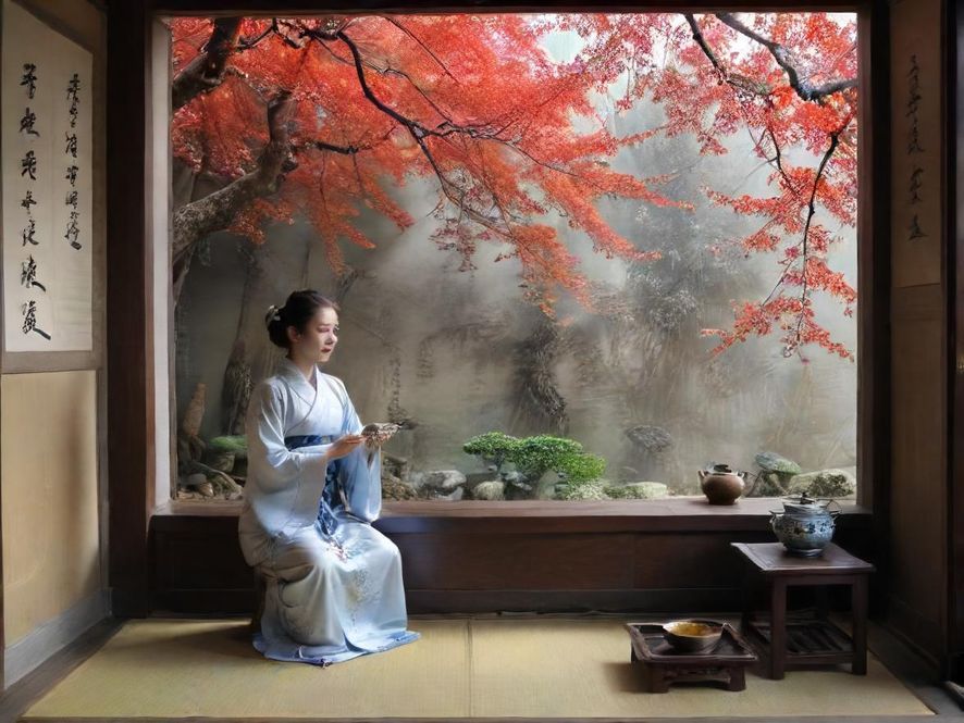 广州天河一家茶室的温馨一角,广角镜头下展现了其雅致的现代中式风格,充满了宁静与舒适感。