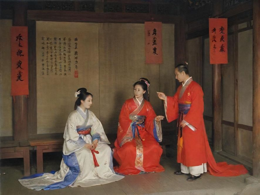 一对年轻情侣在咖啡馆里初次见面，眼神交汇，笑容甜蜜，充满电影般的浪漫氛围。